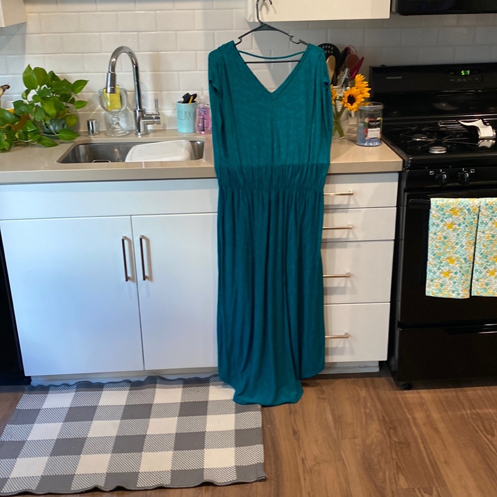 Blue green high low dress